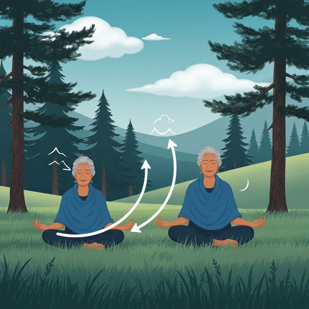 Peaceful strength symbolism with natural landscape elements