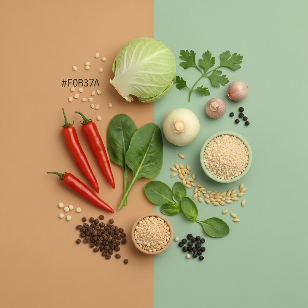 Balanced nutrition with fresh vegetables and whole grains