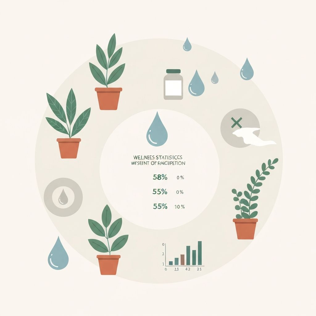Wellness statistics visualization with abstract data representation and natural elements